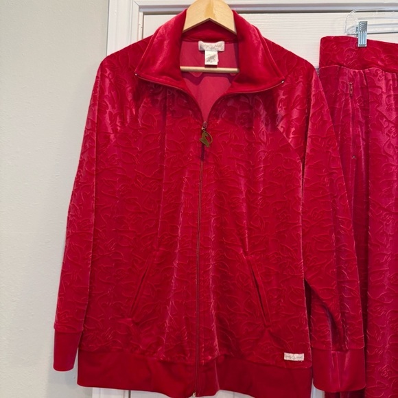 Vintage Y2K Baby Phat Velour Track Suit Set Women’s 2XL Hot Pink Logo USA AOP - Picture 2 of 15